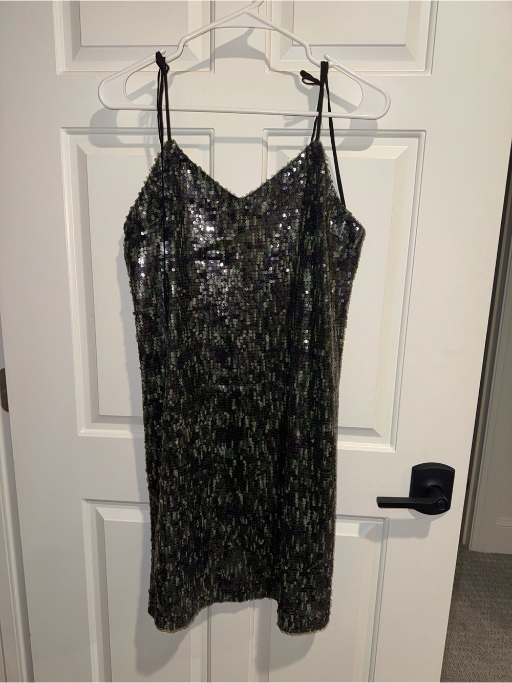 Sam Edelman Black Sequin Slip Dress with Spaghetti Straps 6